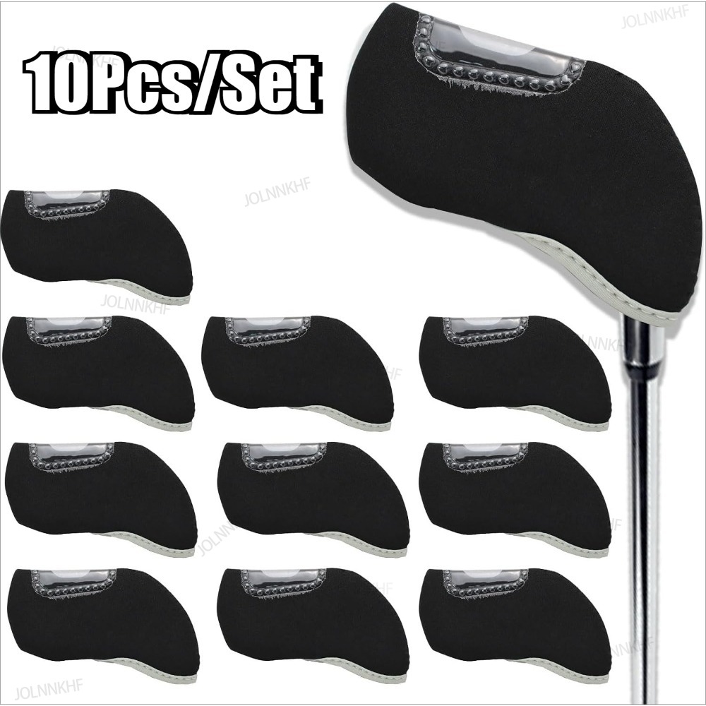 Heels - ゴルフクラブ用シースルーウィンドウ付き10個入りゴルフカバー ゴルフウェッジヘッドカバー クリア可視ヘッドカバー パター用ゴルフアクセサリー