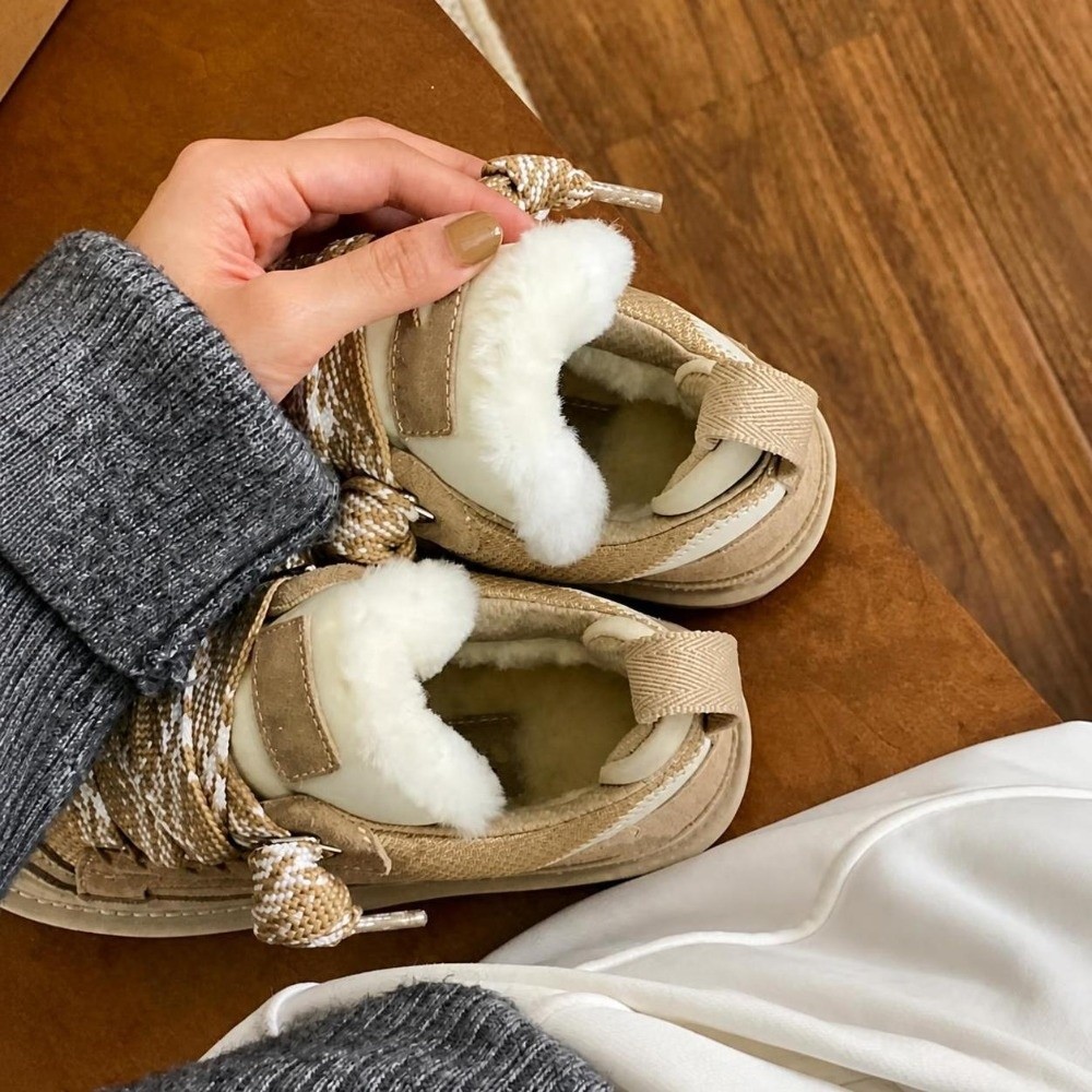 Women'S Shoes - EVA厚底、女性用、カジュアルなコットンシューズ、滑り止め加工、防寒、雪の日にも使えるブーツ、暖かく、丸いつま先、レースアップ、プラットフォーム、カジュアルシューズ。