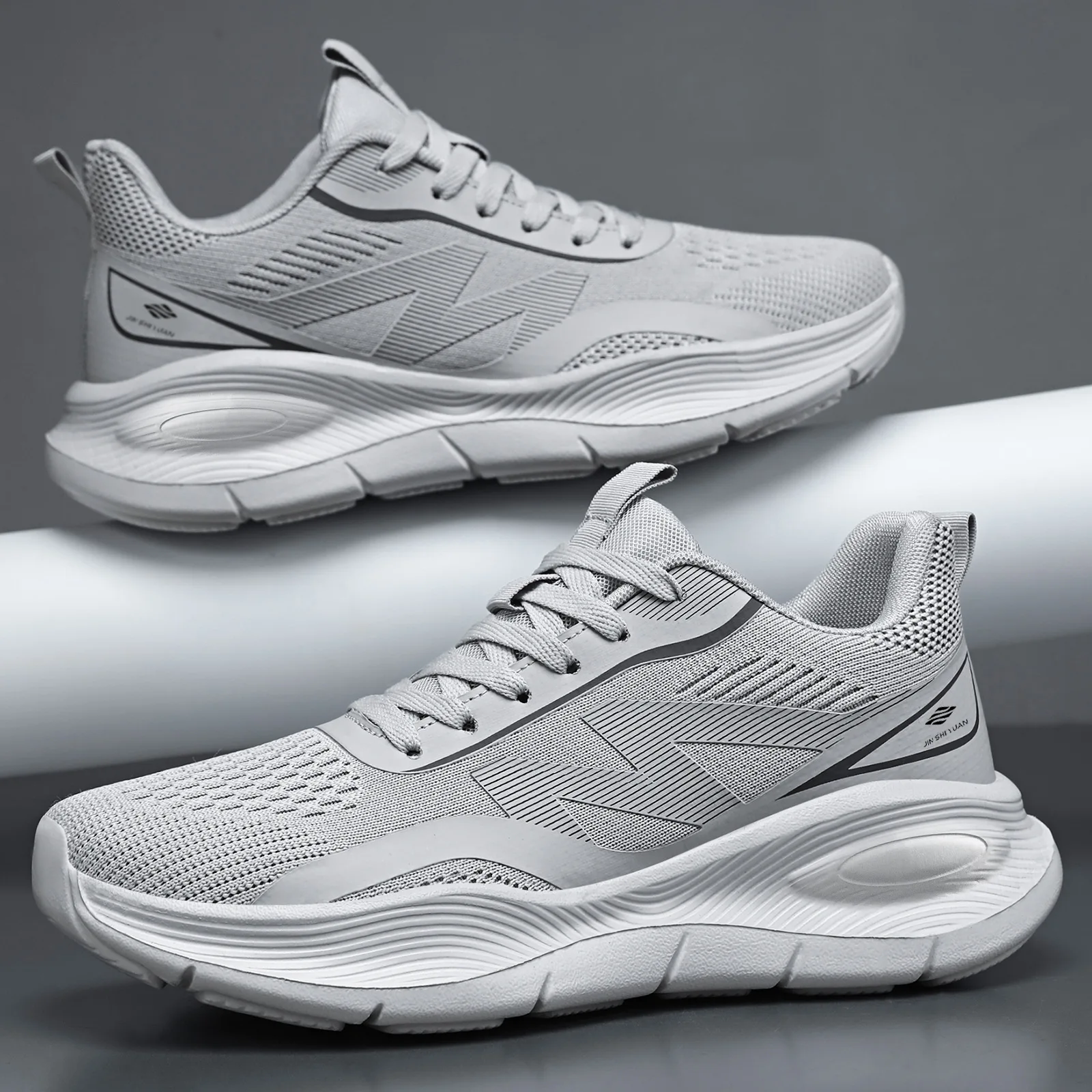 Shock Absorbing Gym Trainers - メンズ メッシュ ランニングシューズ 軽量 無地 通気性