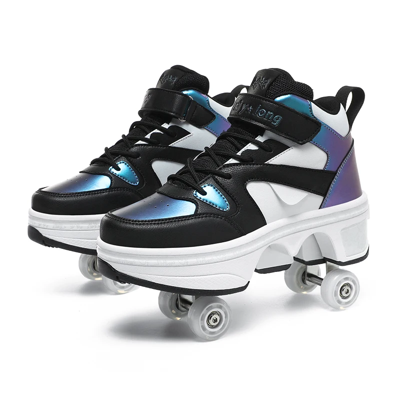 新しい子供用スポーツローラーブレード、変形可能な靴、4輪ロー - Running Shoes のレビューと価格